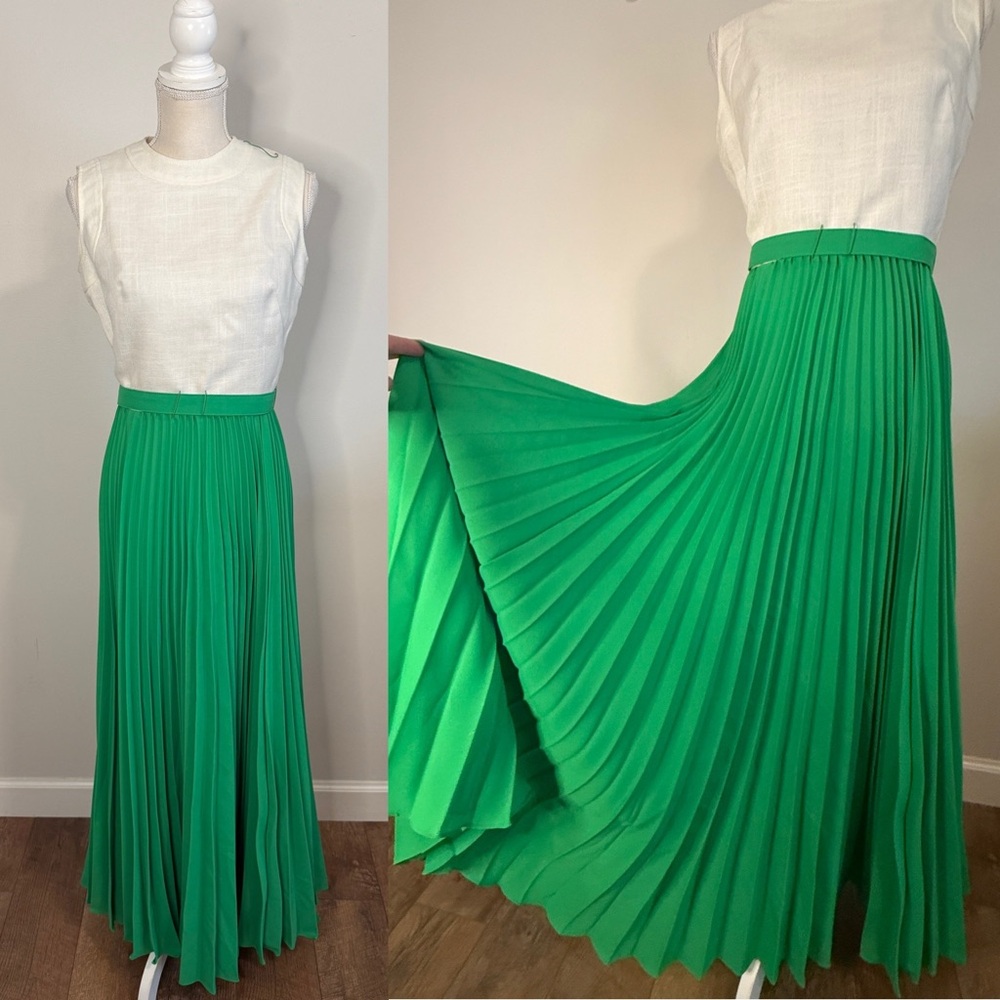 Vintage Howard Wolf Boutique Sleeveless Belted Maxi Dress Pleated Skirt Sz 8
